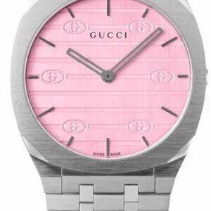 Gucci NEW Swiss Made Pink Dial 38mm Thin Men's Watch, Sapphire Crystal, YA163410